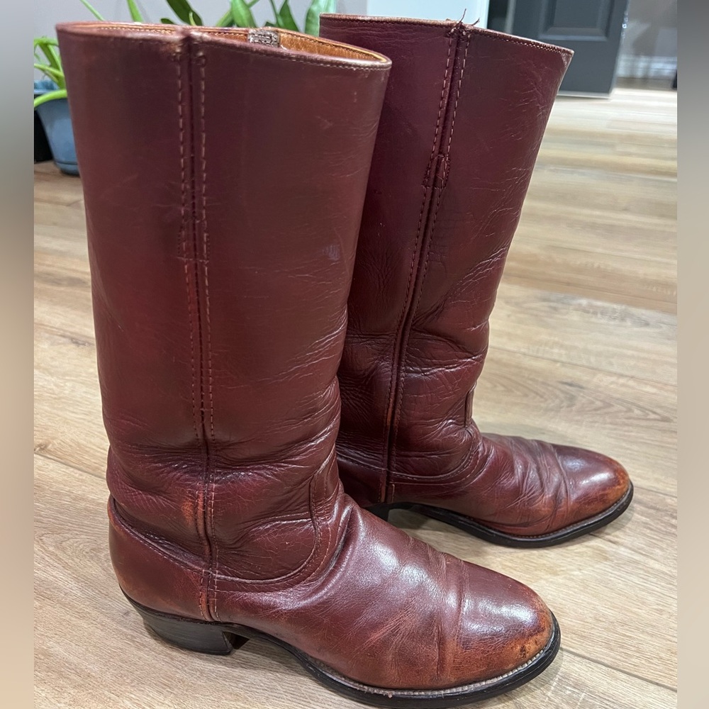 Vintage Frye Reddish Brown Leather Campus Boots 80s Men’s 9D Ladies 11 VTG